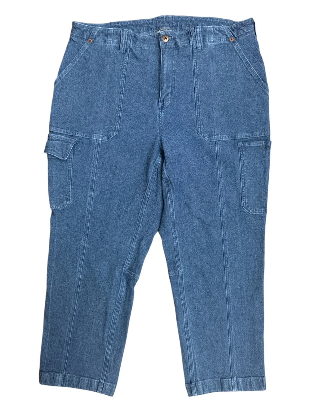 Duluth Trading Women’s Relaxed Fit Blue Denim Cargo Pants